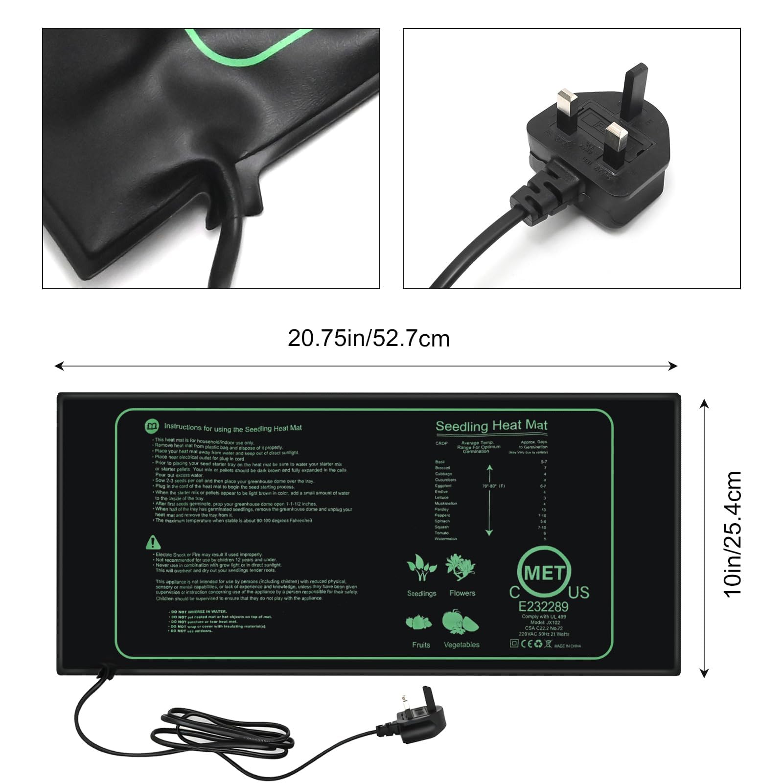Lot de 2 tapis chauffants efficaces pour plantes hydroponiques - Idéal pour la germination des plantes et le démarrage des graines