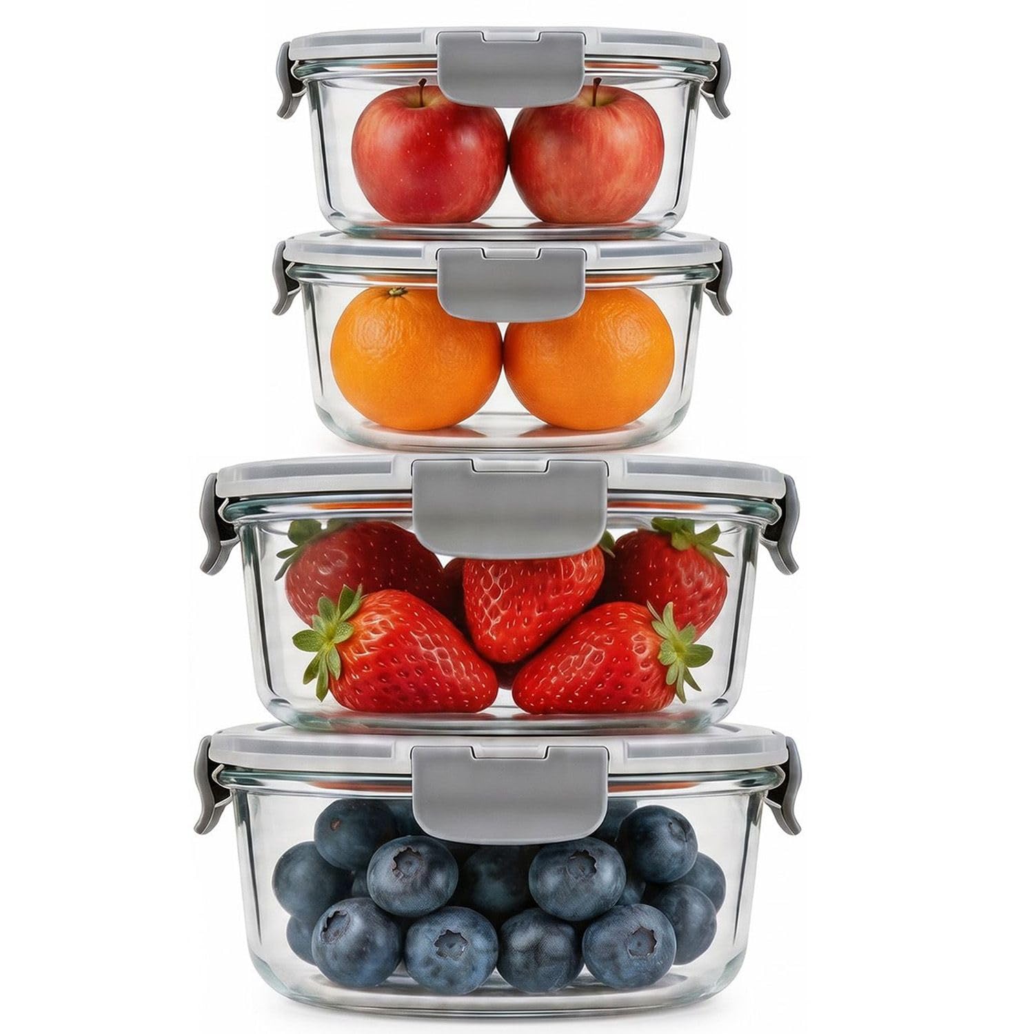 OFFASST Glasbehälter mit Deckel, Meal Prep Boxen & Frischhaltedosen aus Borosilikatglas, BPA-frei & luftdicht für Mikrowelle & Spülmaschine I Food Storage Container