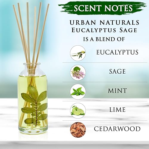 Miniatura 4 de Urban Naturals Eucalyptus Sage - Juego de regalo de aceite difusor  Aceites esenciales de eucalipto, salvia, menta, lima y madera de cedro  Aroma