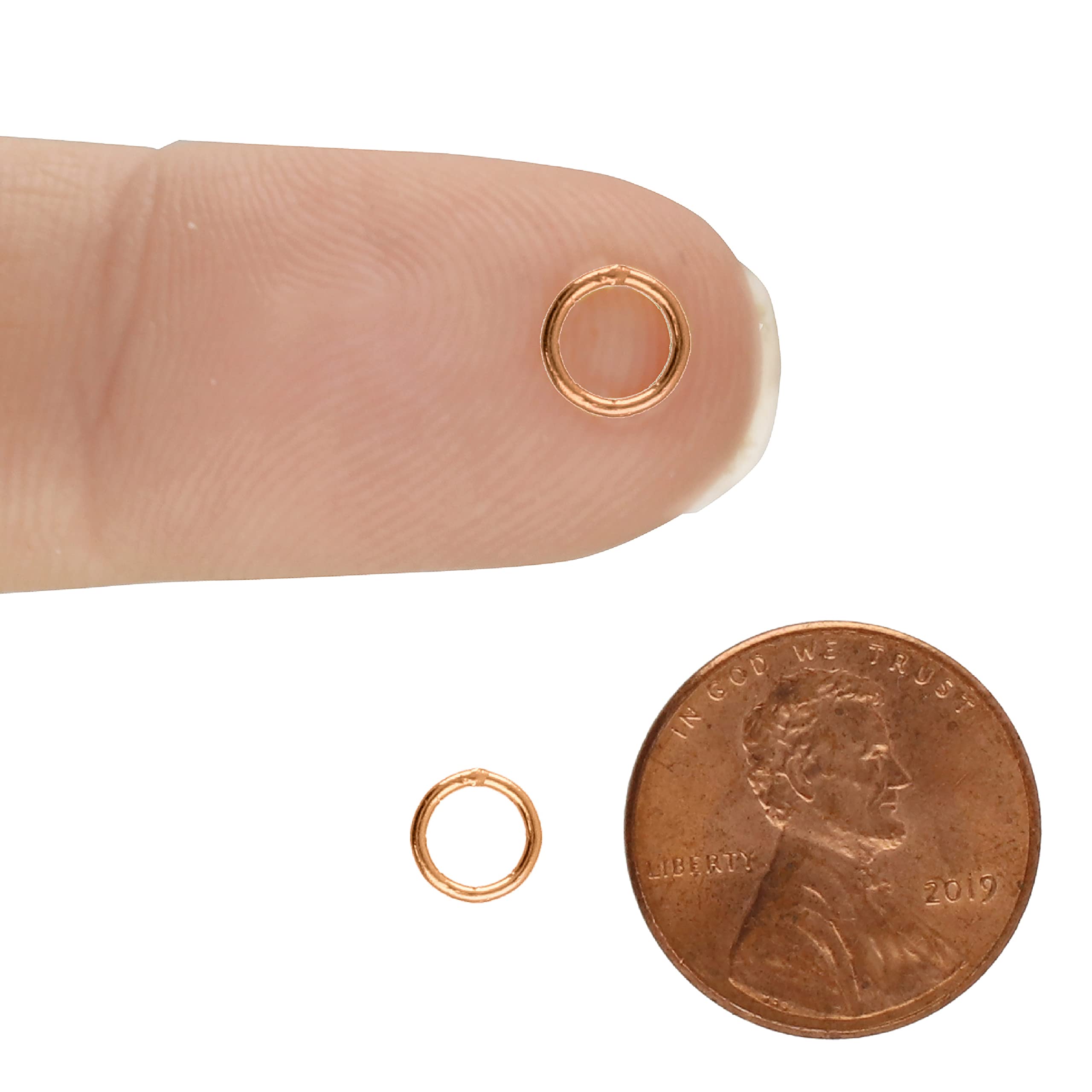 The Beadsmith Lutowane pierścienie skokowe, 6 mm, pozłacane różowym złotem, grubość drutu 20 (0,79 mm), 144 sztuki – elementy do produkcji breloków, charmsów, kolczug i biżuterii do ciała
