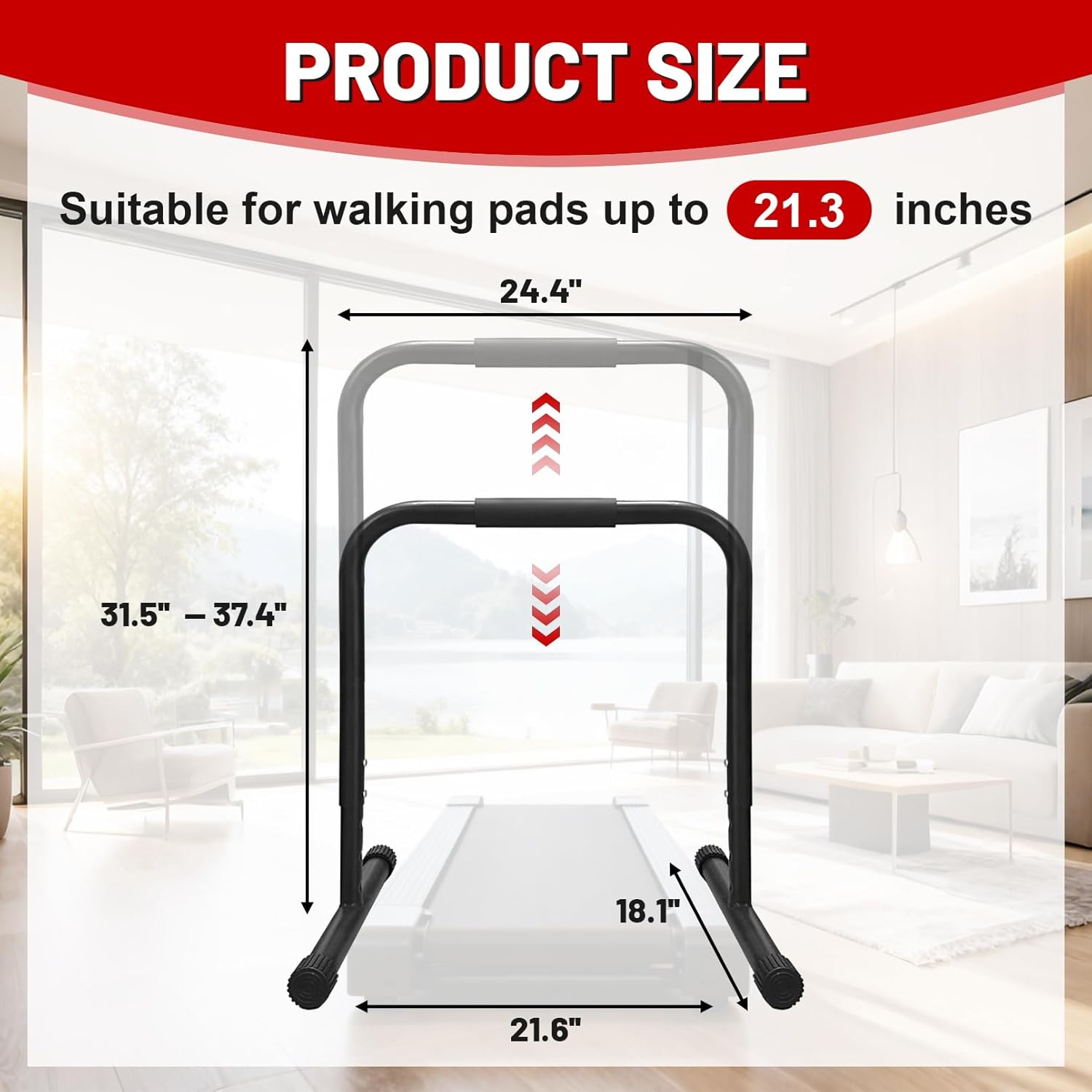 walking pad handle bar only, 21.3 inch wide adjustable height treadmill handlebar, walking pad handle bar attachment for office, home