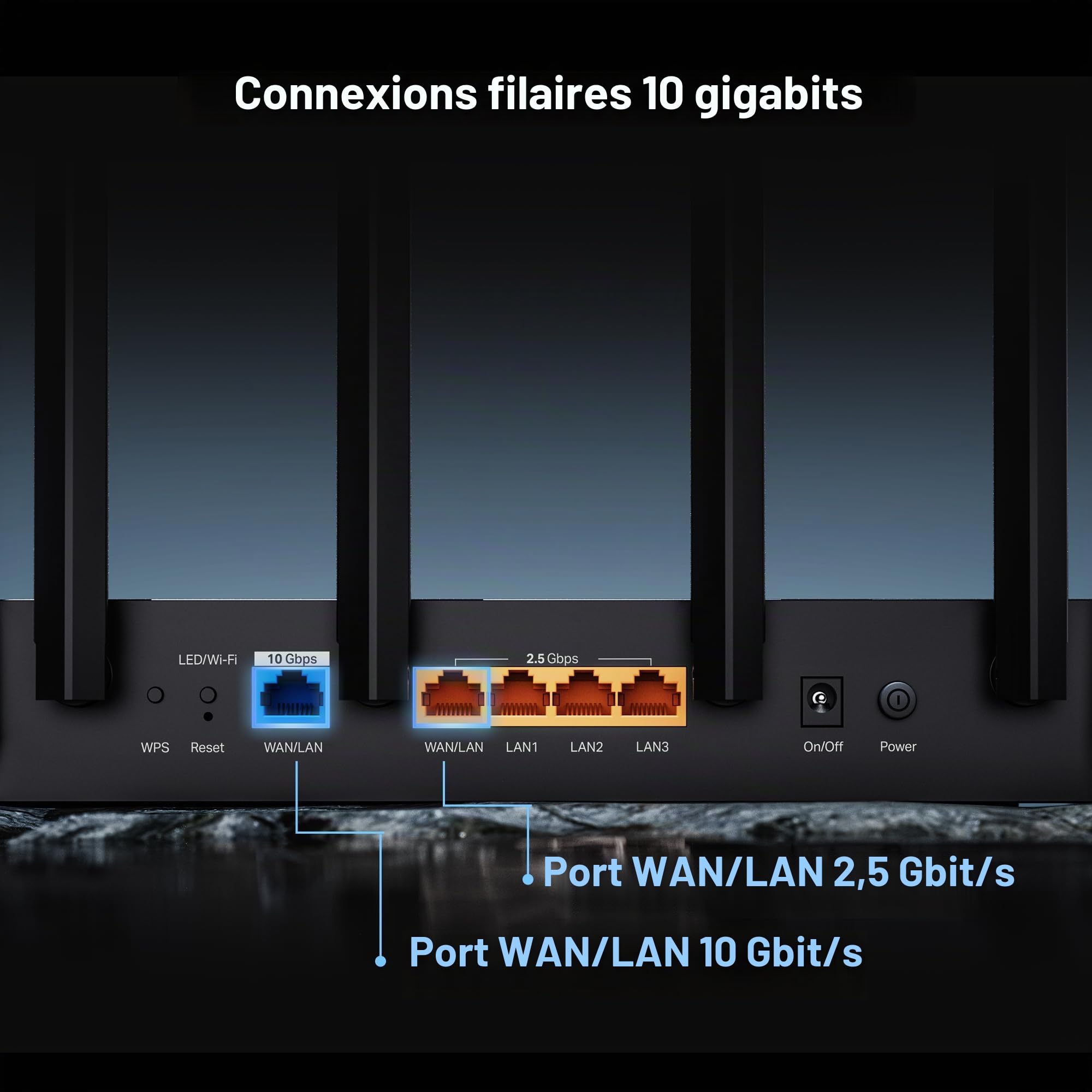 TP-Link Archer BE600 TriBand BE9700 Routeur Wi-FI 7 | 10 G WAN/LAN + 2,5 G WAN/LAN + 3 Ports LAN 2,5 G, Nouveau Canal 320 MHz | Couvre jusqu'à 120 appareils | VPN, HomeShield pour la sécurité réseau