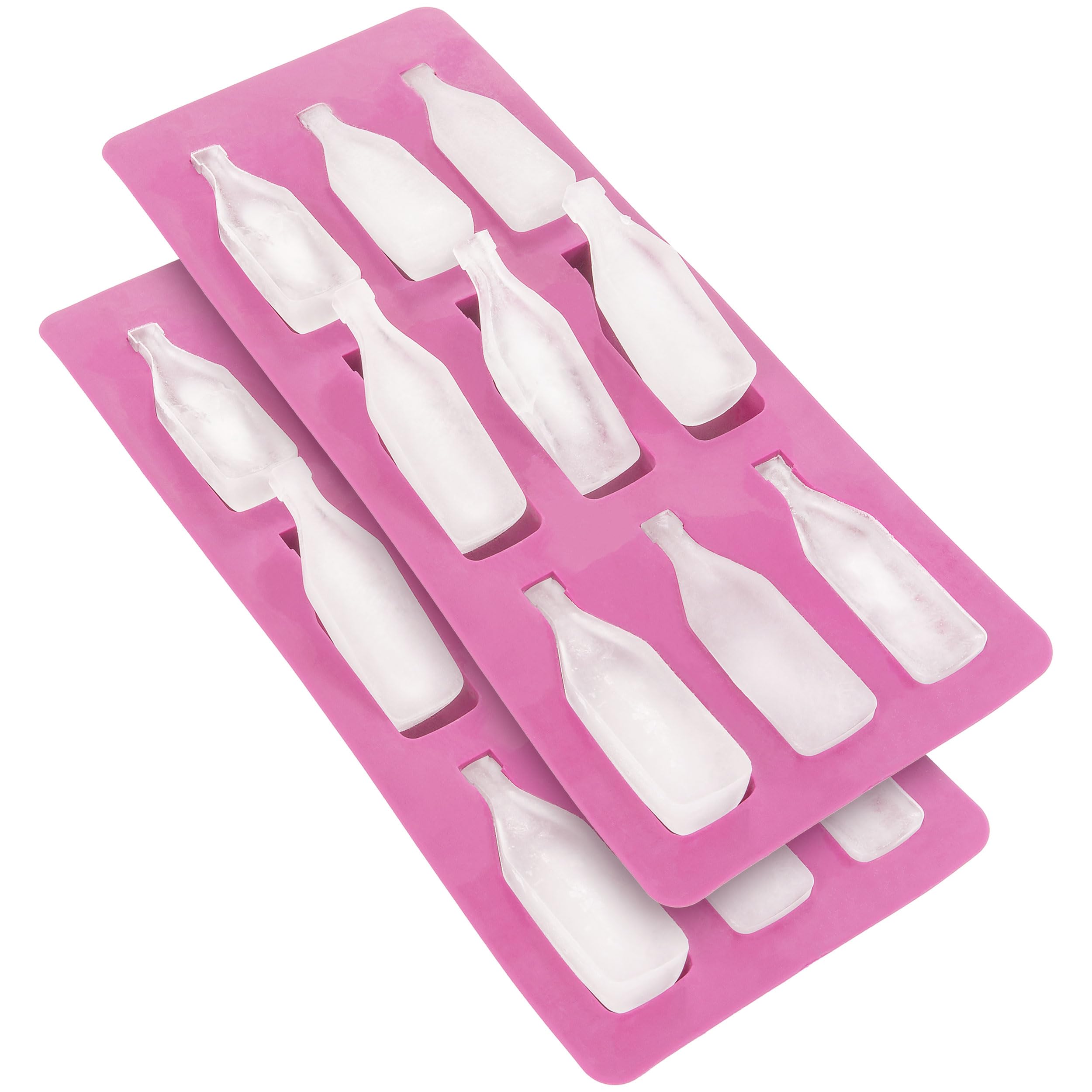 Wine Bottle Shaped Ice Cube Tray – 2-Pack Silicone Mold with 9 Cavities Each, Fun Novelty Ice Tray for Parties, Chocolate, Jelly & Freezer Use