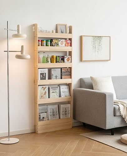 Miniatura 7 de Heehee Estantería de madera maciza Librero Estante de libros Organizador para libros, Estantería de almacenamiento de juguetes Estante de pared para