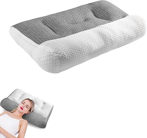 Almohada súper ergonómica, almohada ortopédica cervical ajustable con contorno cervical, almohada de cuello con memoria para dormir, almohada de