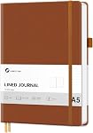 Lonely Oak Carnet de notes du Journal Linéaire, A5 Carnet de notes doublé de couverture rigide pour femmes & Les hommes, 120GSM Papier sans acide avec couverture rigide en cuir et poche intérieure, Journal quotidien pour le travail (vert)