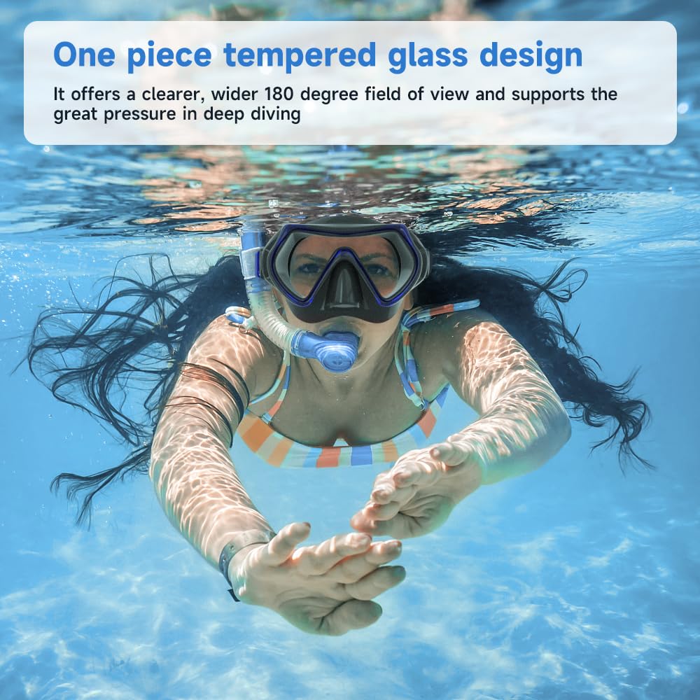 Findway Unisex Maschera Subacqua Adulti, Maschera Snorkeling per Uomo Donna e Adolescenziale, Occhialini Nuoto in Vetro Temperato con Coprinaso Adatto per Immersioni, Snorkeling, Nuoto