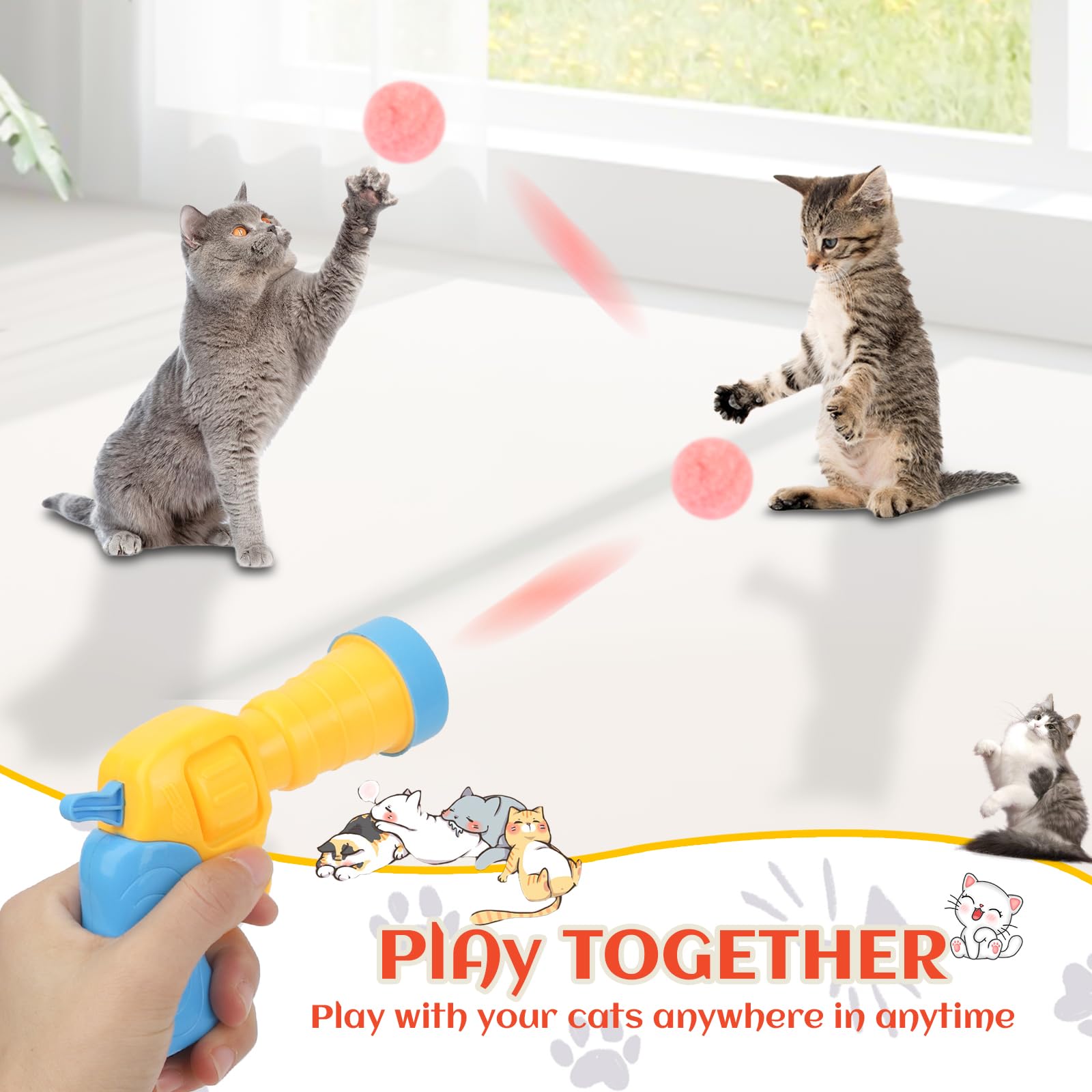 Cat Ball Launcher Gun Cat Ball Launcher Toy With 80 Plush Balls ...