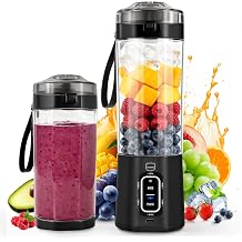 2026 Upgrade 700 ML Portable Smoothie Blender, Rechargeable Personal Blende, Contains both Automatic and Pulse Functions, with Travel Cup and Lid, 6 Sharp Blades, Mixer Blender Machine Black
