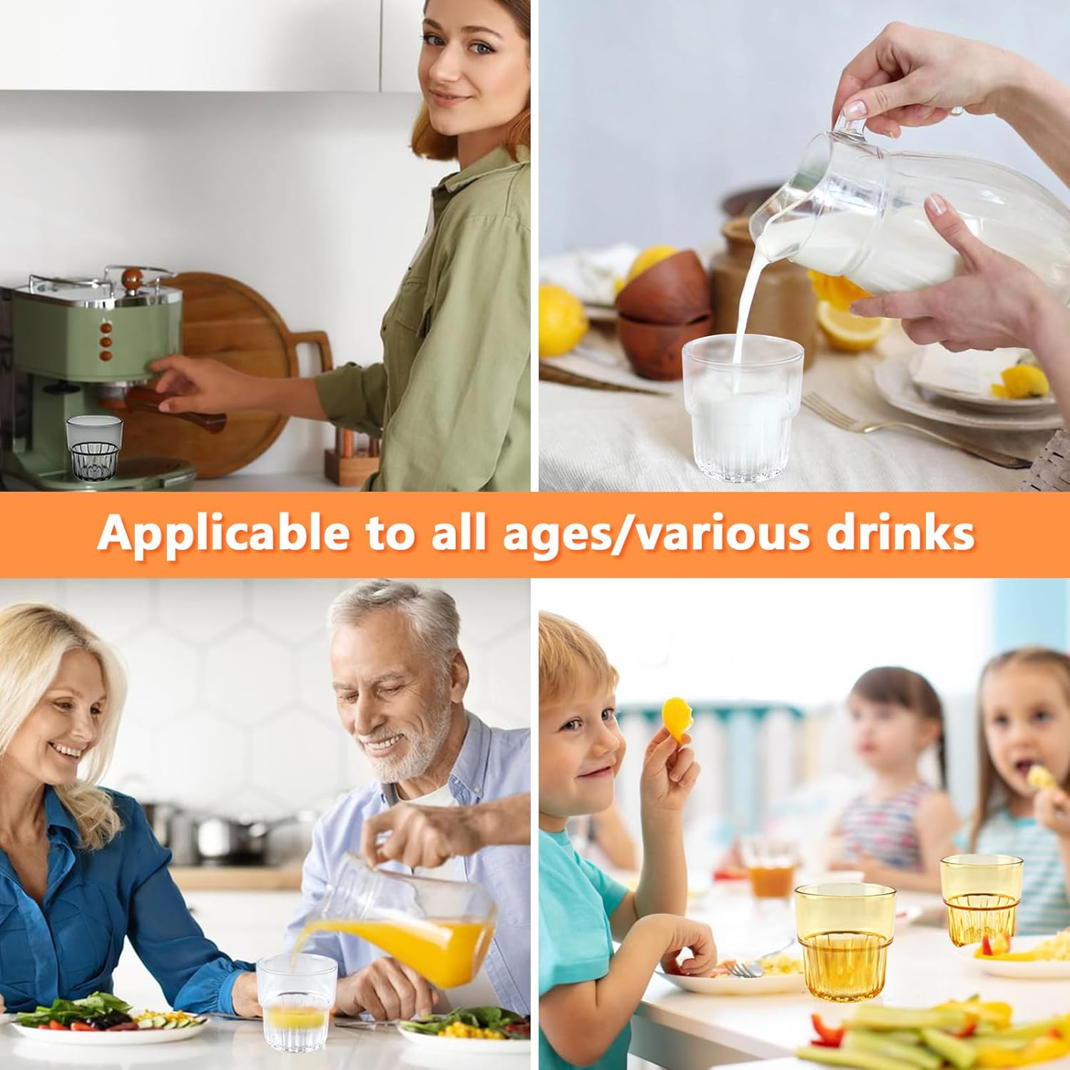 Unbreakable Plastic Drinking Glasses Set of 6, Acrylic Drinking Cups, Reusable Colored Water Tumbler, Perfect for Kitchen Kids Drinking Camping Party, Stackable Juice Whiskey Wine Cups, 200 ml/7 oz - Image 8