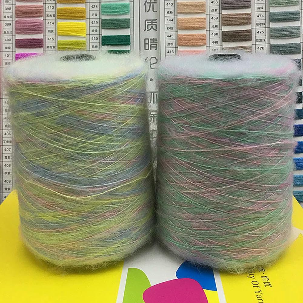 Filato di Mohair Tinto a segmenti da 500 g, Filato di Lana per Neonati Delicato sulla Pelle, per lavori a Maglia Fai da Te, Scialle, Maglioni, Filato Arcobaleno gonfio.