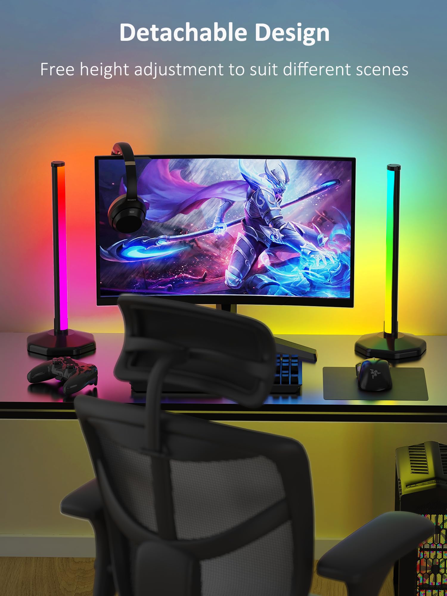 Lámpara de pie de esquina RGB:  16 millones de colores DIY y más de 68 luces LED de escena inteligente y moderna con temporizador, sincronización de música, aplicación y control remoto lámpara de 4