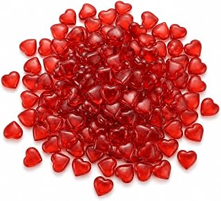 500Pcs Resin Hearts, Mini Red Heart Bulk for Valentine Decor & DIY Crafts | 0.39Inch Mini Heart Shape, Glossy Resin Material, Solid Red Tone, Smooth Polished Surface, Multi Decor & DIY Craft Use