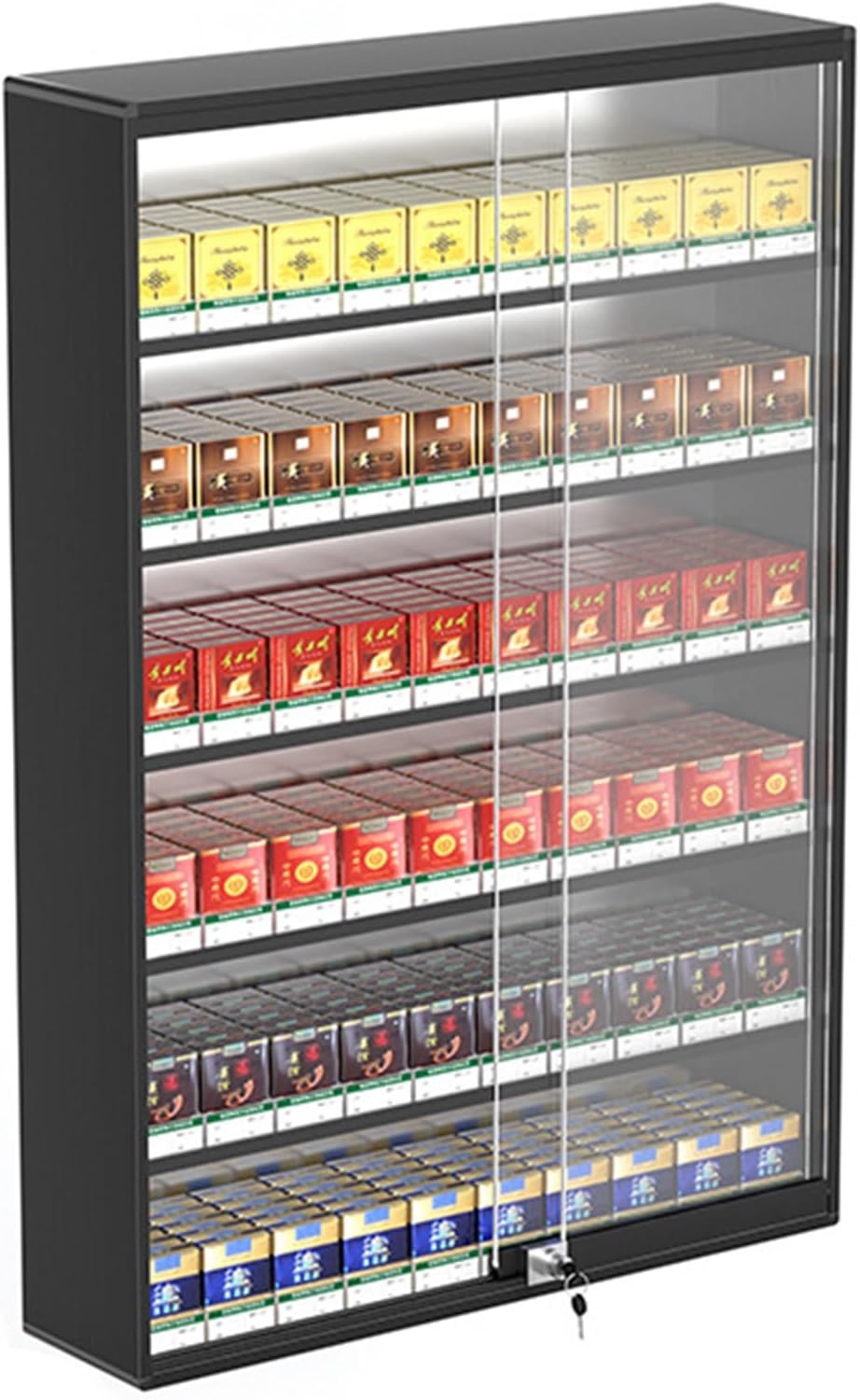 Cigarettes Display Rack, Retail Store Supermarket Market Display Shelves, Wall Mounted Cigarette Dispaly Case, Cigarettes Organizer Holder Showcase, Cigarette Cabinet Rack ( Color : Black , Size : 36.
