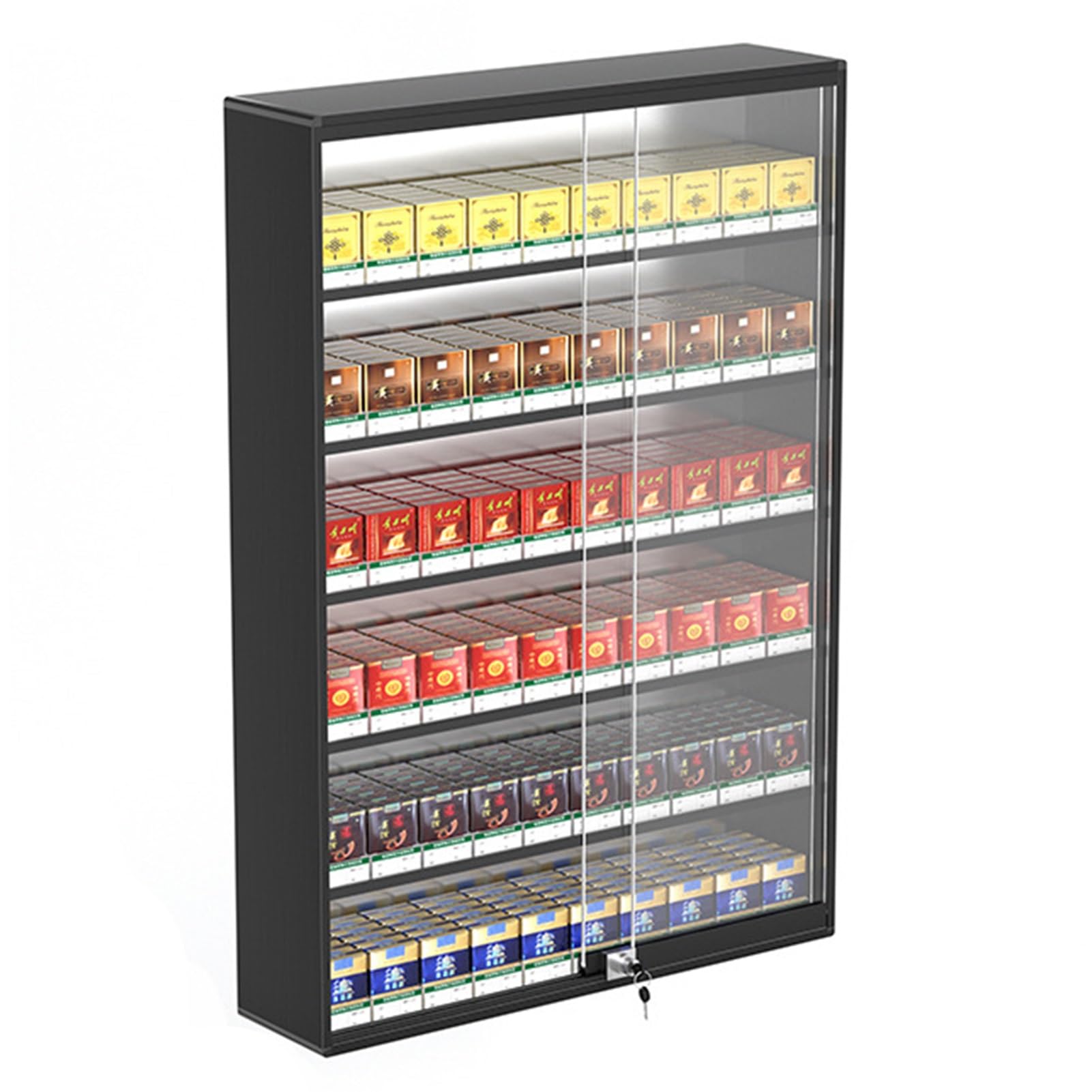 Expositor de cigarrillos, estantes de exhibición para tiendas minoristas, supermercados y mercados, vitrina de exhibición de cigarrillos de pared, organizador d,Black-24.61x6.81x35.43in/62.5x17.3x90CM