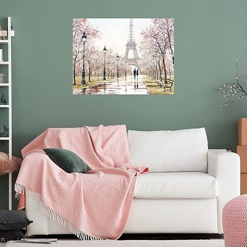 Miniatura 4 de Fine Art Canvas Imágenes de sala de estar, decoración de pared de ciudad, pinturas grandes para sala de estar, arte francés, torre Eiffel, lienzo