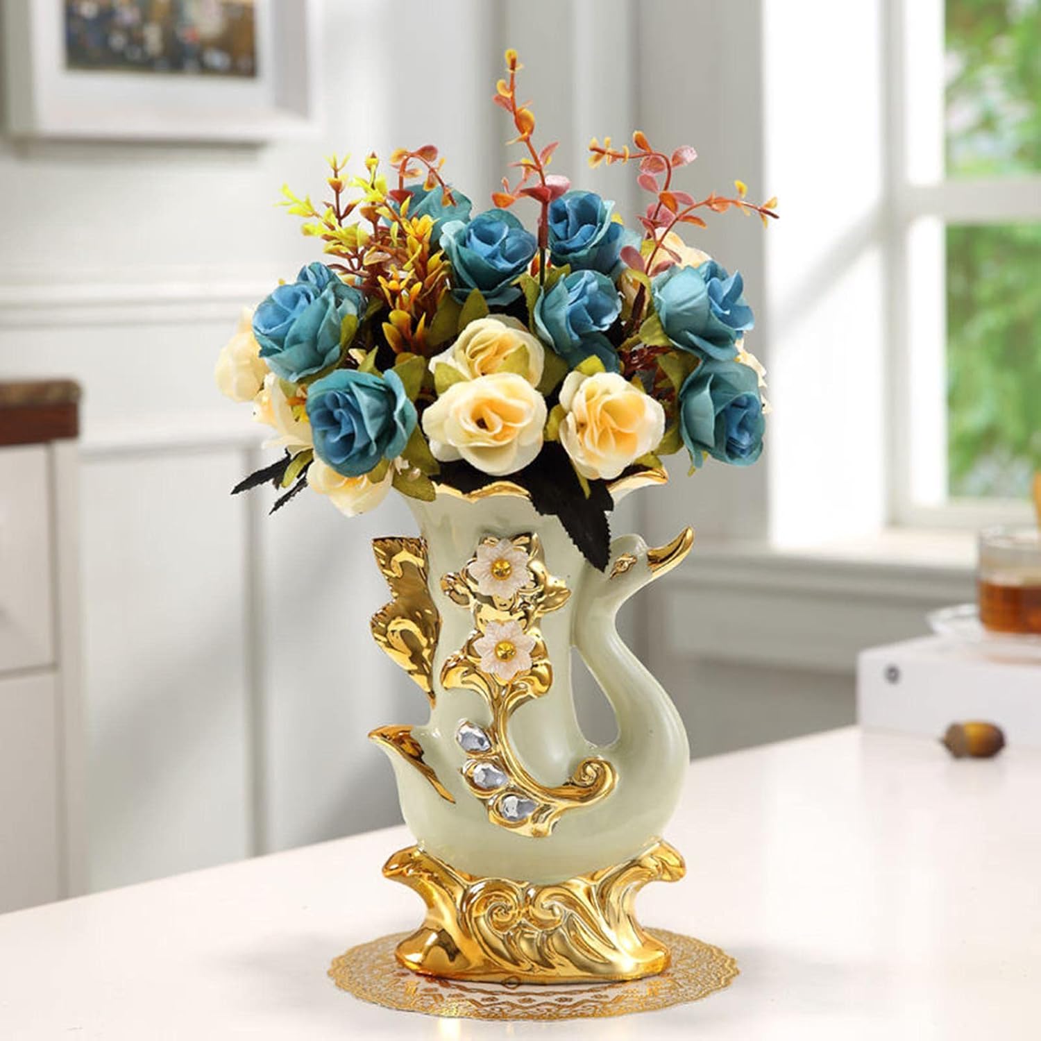 Ceramic Flower Vase for Home Decoration, Right Swan