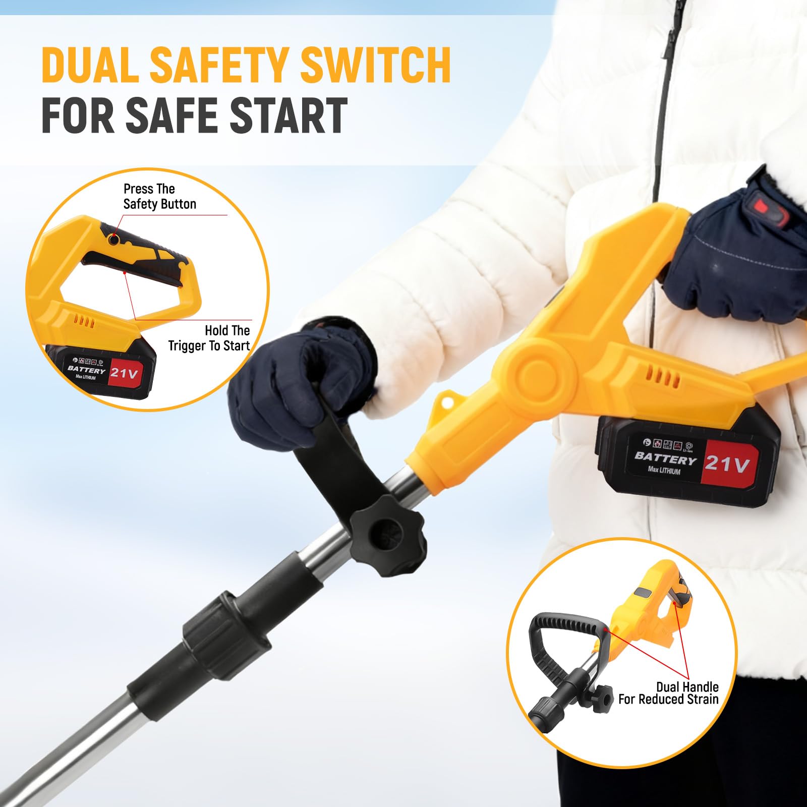 Deneigeuse Electrique 650W Fraise a Neige Pliable Fraises de Déneigement Snow Blower Batterie électrique 2.0 Ah avec Chargeur, Largeur de Déblaiement 28 cm/14cm Räumhöhe