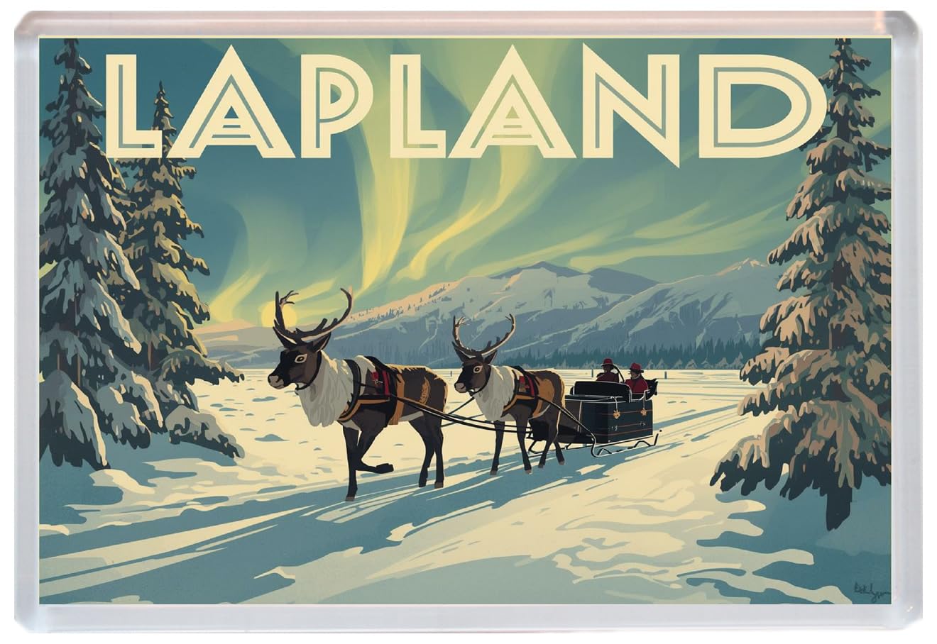 Baked Bean Store Multicolor Lapland - Finland - Jumbo Artistic Fridge Magnet 96 X 67Mm Bbsfhm3467