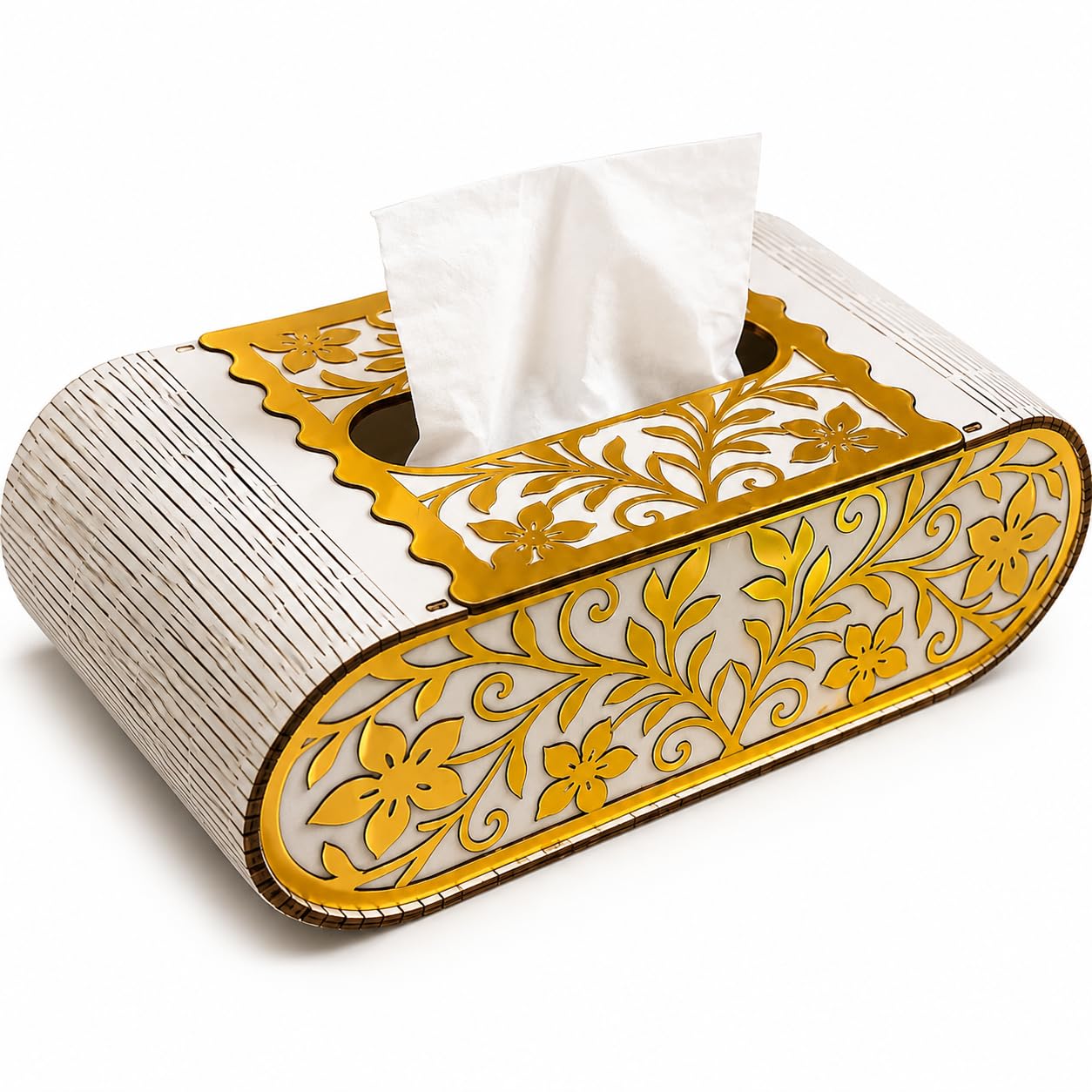Laser Cut Wooden Tissue Box – Floral Design -2