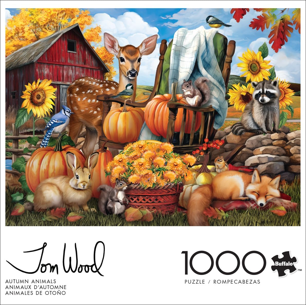 Buffalo Games – Tom Woods - Autumn Animals - 1000 Piece Fall Jigsaw Puzzle - Festive Puzzle for Adults – Precision-Cut Pieces, Halloween Artwork and Hours of Relaxing Fun