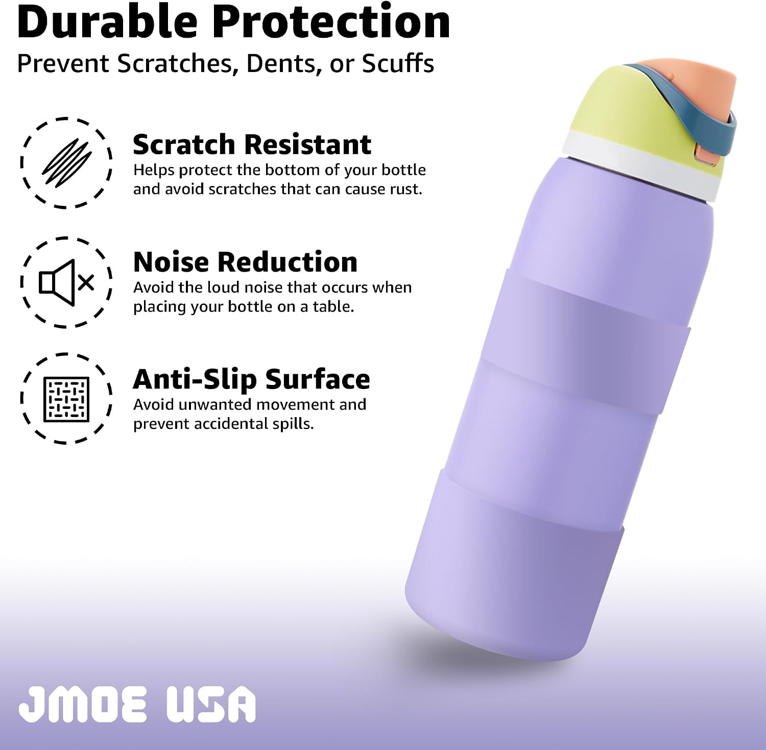 Jmoe USA Silicone Boot Sleeve + Hand Grip for Owala 40oz Water Bottle | BPA Free & Food-Grade Silicone Rubber | Protective Anti-Slip Bottom Bumper Cover | Protects Against Scratches (Retro Boardwalk) image 2