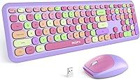 Vista 13 de MOFII Combo de teclado y mouse inalámbricos 2.4 Ghz, tamaño completo, retro, con teclas numéricas y lindo mouse, para PC de escritorio, laptop