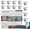 HIKV Security Surveillance IP Camera System, 12× DS-2CD2383G2-I Replace DS-2CD2383G0-I 4K 8MP IR Dome IP Camera, 2.8mm Lens DS-7616NI-Q216P 4K NVR POE H.265 with 2TB HDD