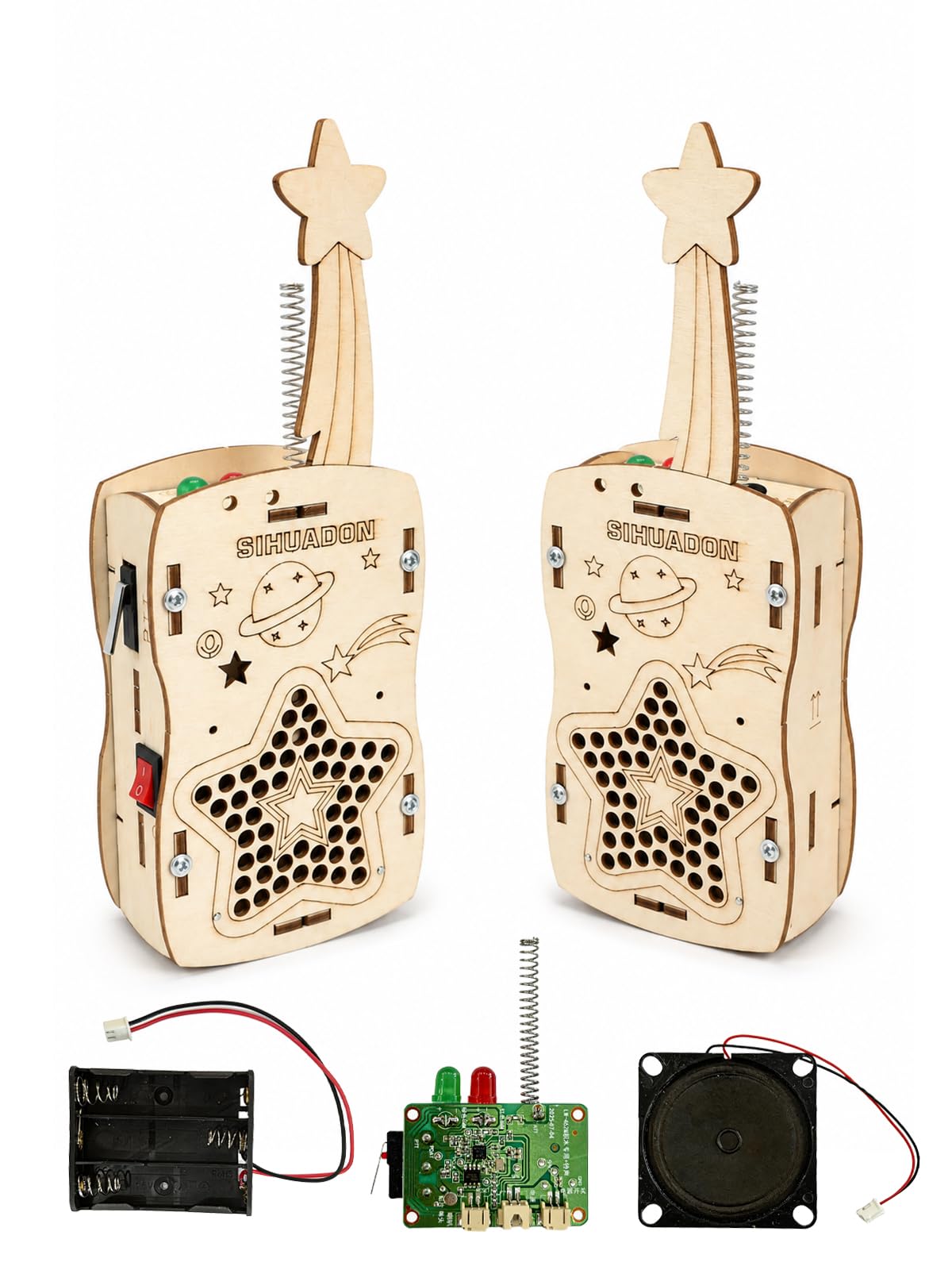 SIHUADON DIY Walkie Talkies for Kids, Kids Walkie Talkies STEM Electronics Kit, Build Your Own Engineering Science Kit, Educational Toy Gift for Boys Girls Ages 8-13