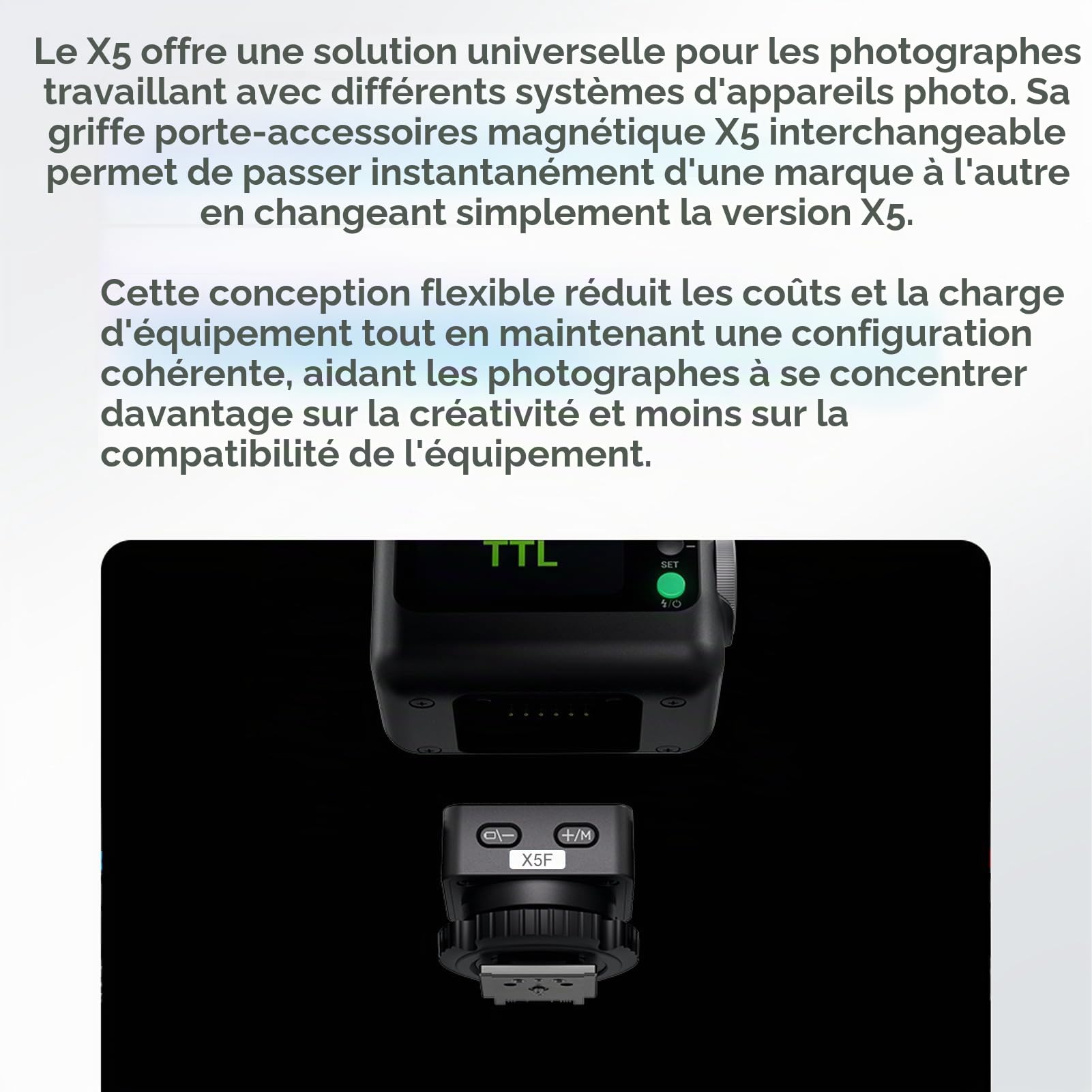 Godox X5F Déclencheur de flash sans fil HSS TTL pour appareils photo Fuji, sabot magnétique compatible avec flash d'appareil photo Godox iT32