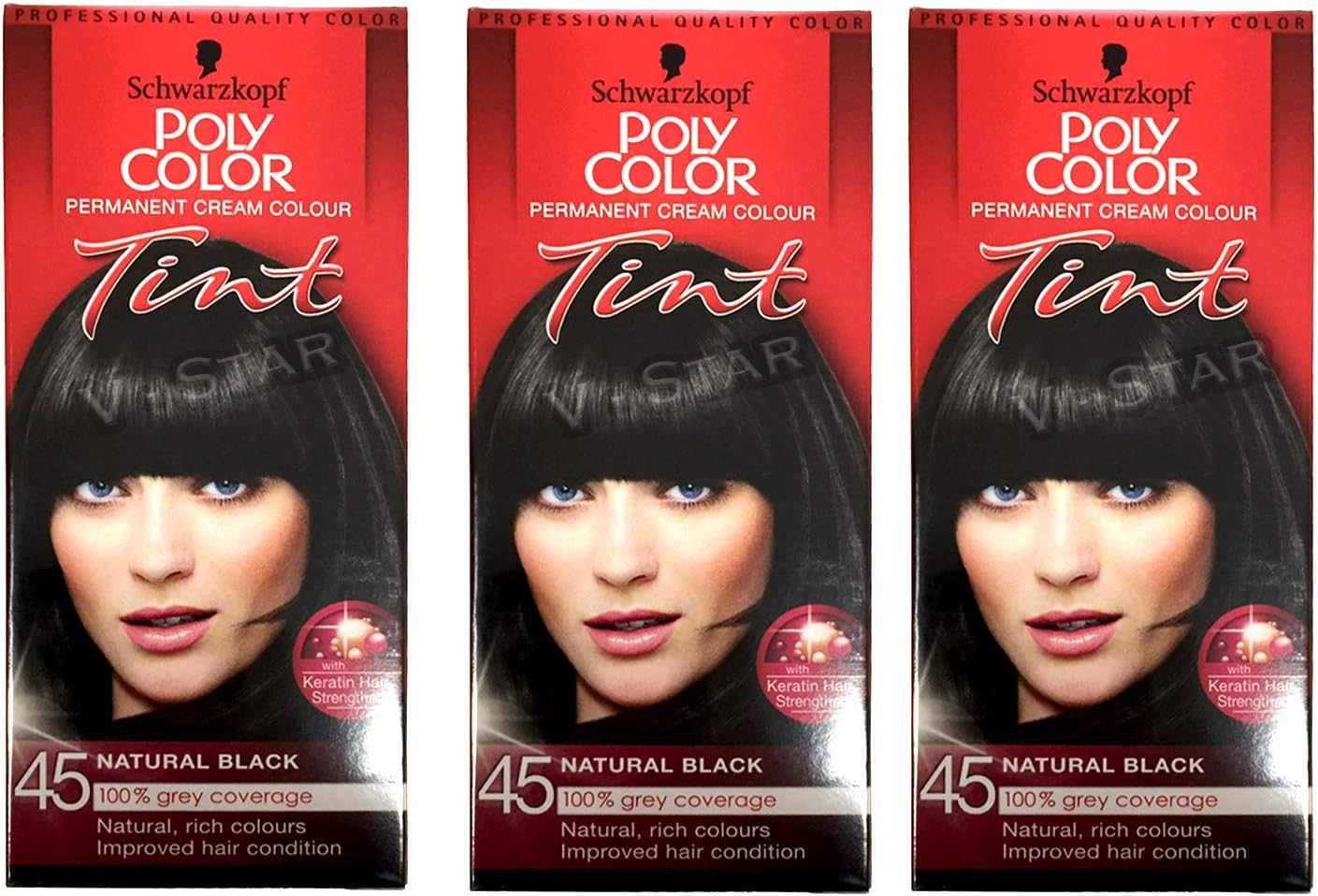 Schwarzkopf Poly Tint Colour, Natural Black Number 45 - Pack of 3 by Schwarzkopf & Henkel