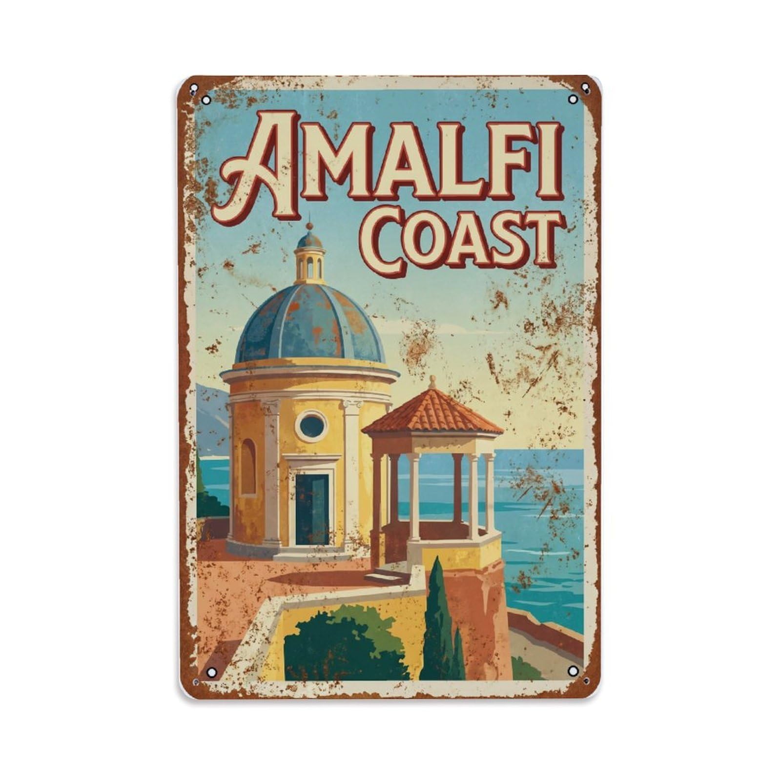 Vintage Travel Rotunda Italy Seaside Metal Tin Sign Plaque Wall Decor for Cafe, Club Bar, Office, Home Garden Metal Poster 8x12Inch
