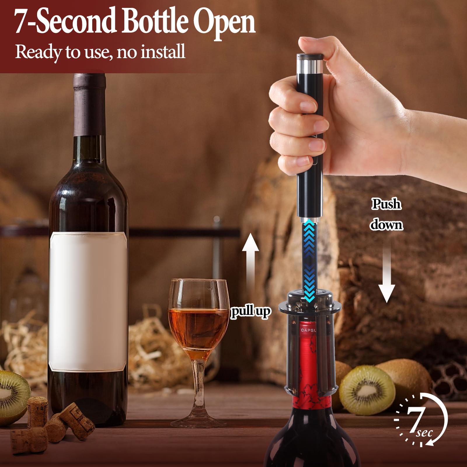 Elegear Air Pressure Pump Wine Opener for Removing Cork Professional Handheld Portable Corkscrew - Image 2