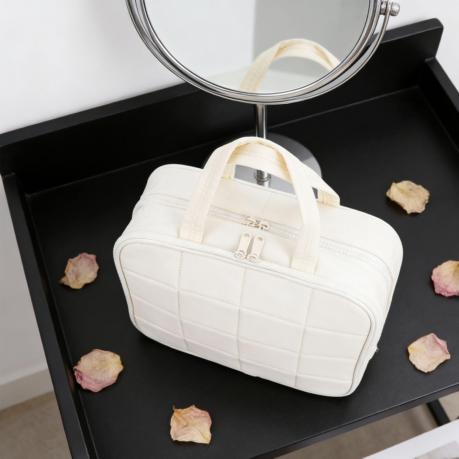 Borsa da Toilette da Viaggio, Borsa da Viaggio Sospesa, Borse per Cosmetici | Grande Capacità, Gancio con Rotazione a 360 Gradi, Organizer Pieghevole per Borsa per Trucco Portatile