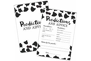 Cow Print Baby Shower Prediction and Advice Game Cards