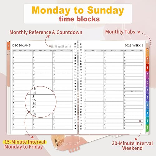 Vista 2 de SUNEE Libro de citas 2026, trimestral por hora, semanal y mensual, de enero de 2026 a diciembre de 2026, planificador semanal de 8.5 x 11 pulgadas
