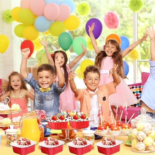 Miniatura 7 de LNYZQUS - Moldes desechables para cupcakes de 5 onzas, paquete de 40 unidades, forros de aluminio para cupcakes con tapas, mini moldes cuadrados