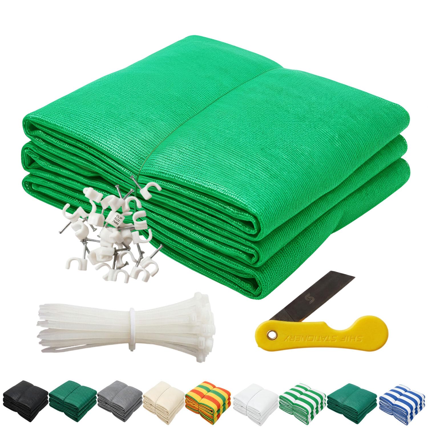 SAI Balaji 90% Shade Net 10 x 10 Feet | Green | UV Resistant Sun Shade Cloth for Garden, Terrace, Car Parking & Outdoor Heat Protection with 1 Cutter, 50 Clamps, 50 Tags-image-32