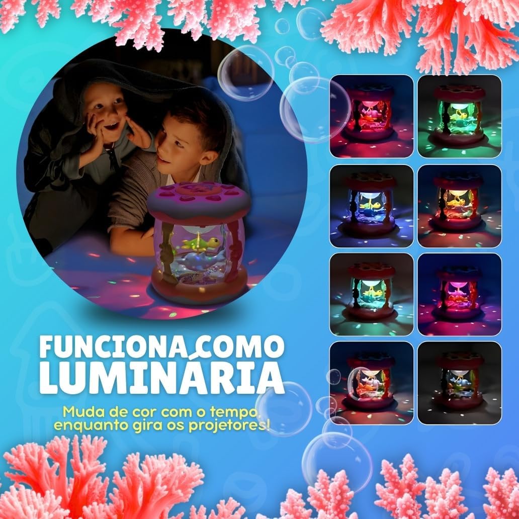 Children's Light Carousel Toy Light And Sound Baby Night Room Projector Sound and Light Boy Girl Musical Didactic (Blue)