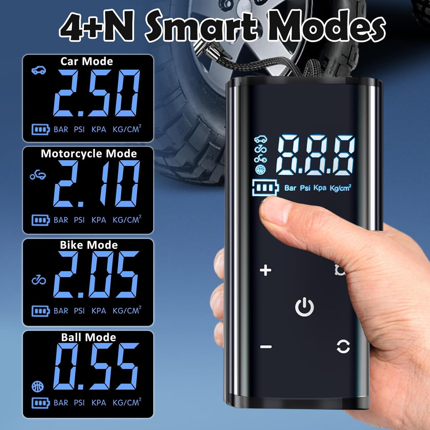 YUGUANG Compresseur à Air Portatif, 6000mAh Pompe à Air Électrique 150PSI Pompe a Velo Electrique avec écran Tactile LCD Numérique Gonfleur Pneus Voiture Rechargeable pour Vélo,Moto,Scoote,Balle