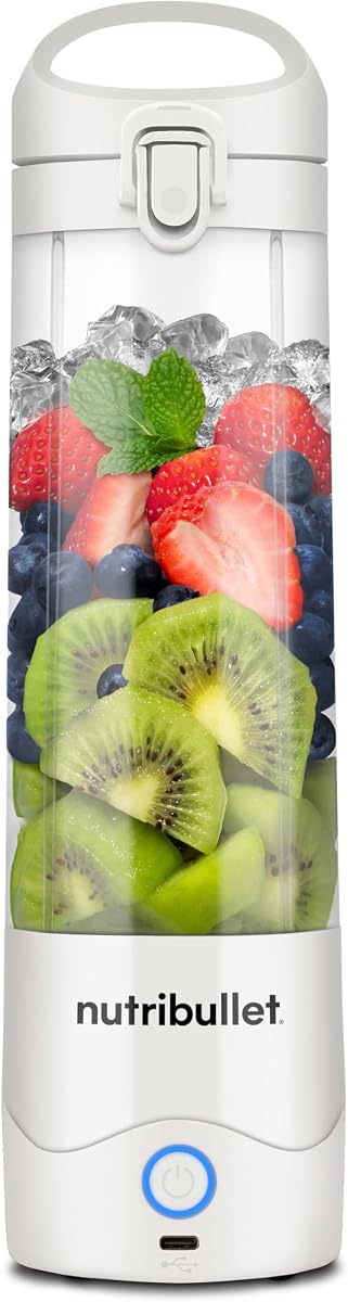 Nutribullet Licuadora portátil, inalámbrica, recipiente de 20 oz, licuadora personal, recargable por USB-C, blanca, NBPB50100W