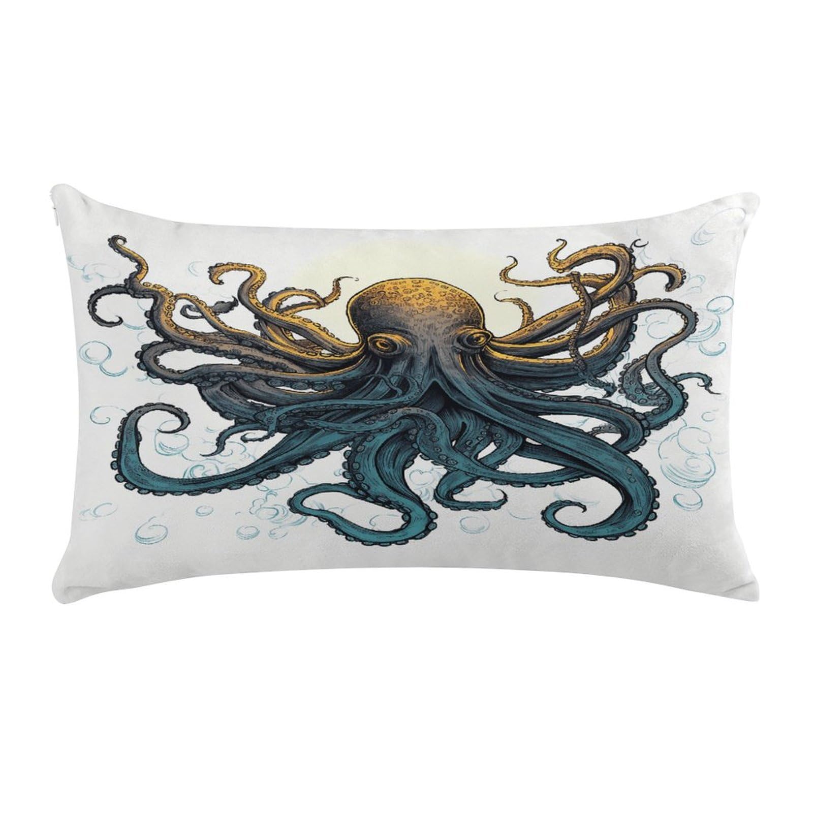 VstaDank Sun Ocean Octopus Throw Pillow Cover Rectangular Lumbar Throw Pillow Case Soft Farmhouse Accent Decorative Cushion Cases Short Plush Pillowcase with Zipper 12 X 20 Inch