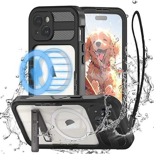 FXXXLTF for iPhone 15 Case, IP68 Full-Body Rugged Waterproof Shockproof Protective Cover, Built-in 6H Screen Protector Compatible with Support MagSafe Magnetic Wireless Charging Black