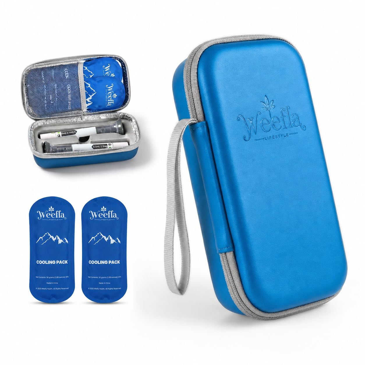weefla Insulated Travel Case for 2 Zepbound or Mounjaro Pens, Blue