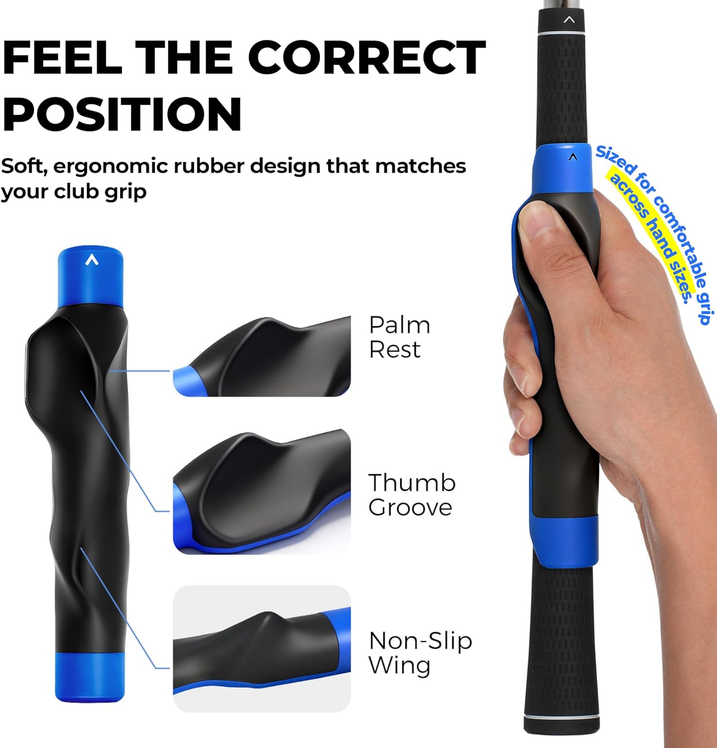 Golf Grip Trainer for Right-Handed Golfers, Golf Swing Training Aid for Proper Hand Position, Grip Pressure, Tempo & Muscle Memory, Indoor Practice & Warm Up, Golf Gifts for Men