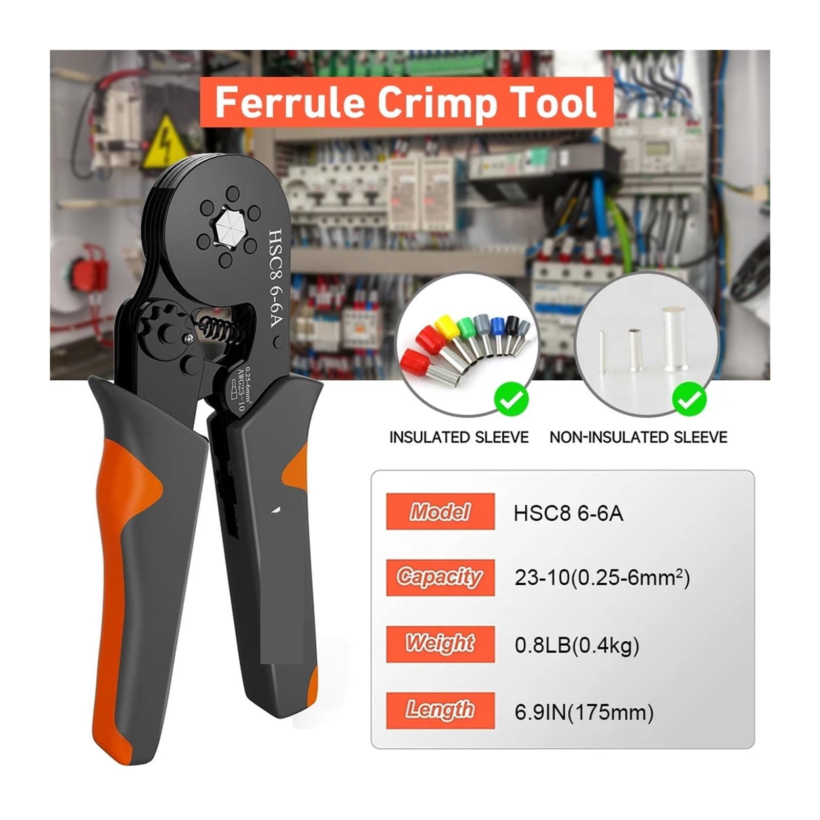 Herramienta de crimpado casquillos, kit trinquete, alicate pelacables y crimpadora, juego alicates con conectores
