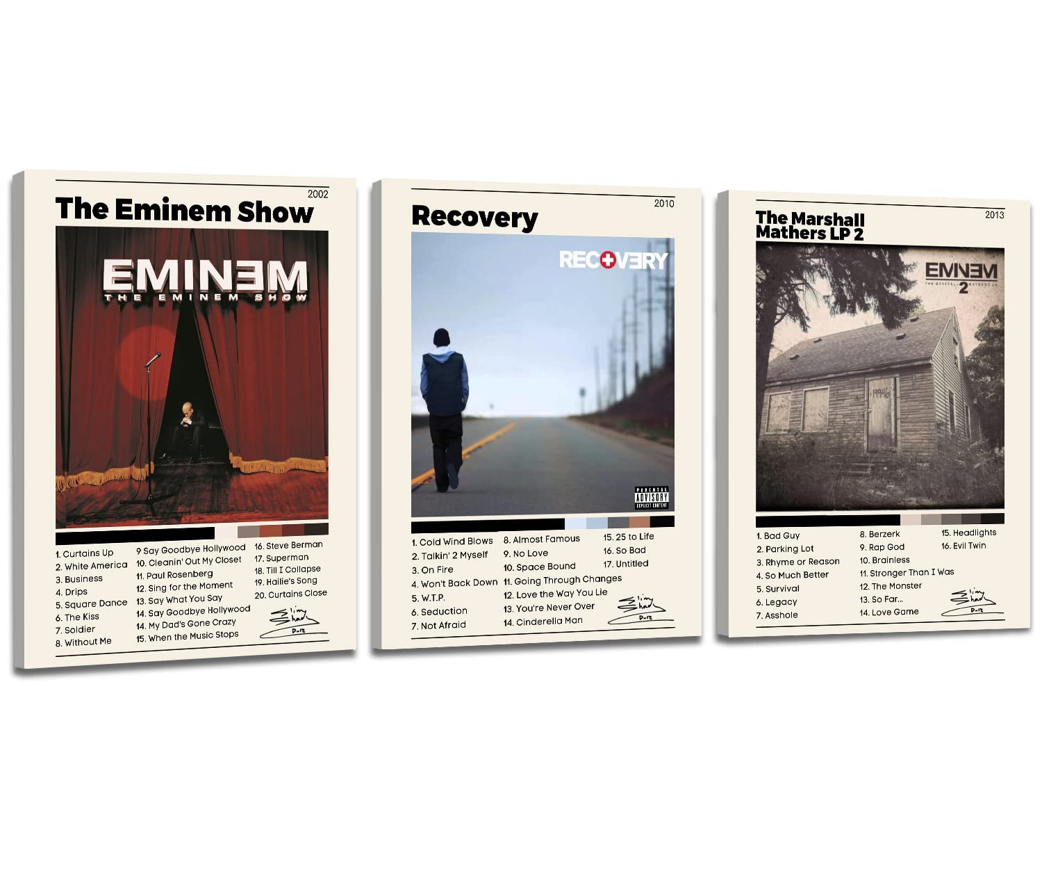 Felhcc Album Cover Posters, Set of 3 Album Cover Wall Art, Framed Canvas Wall Art, Modern Wall Art for Living Room, Bedroom, Bathroom, 12"x16" Framed with Hook (EM-1)