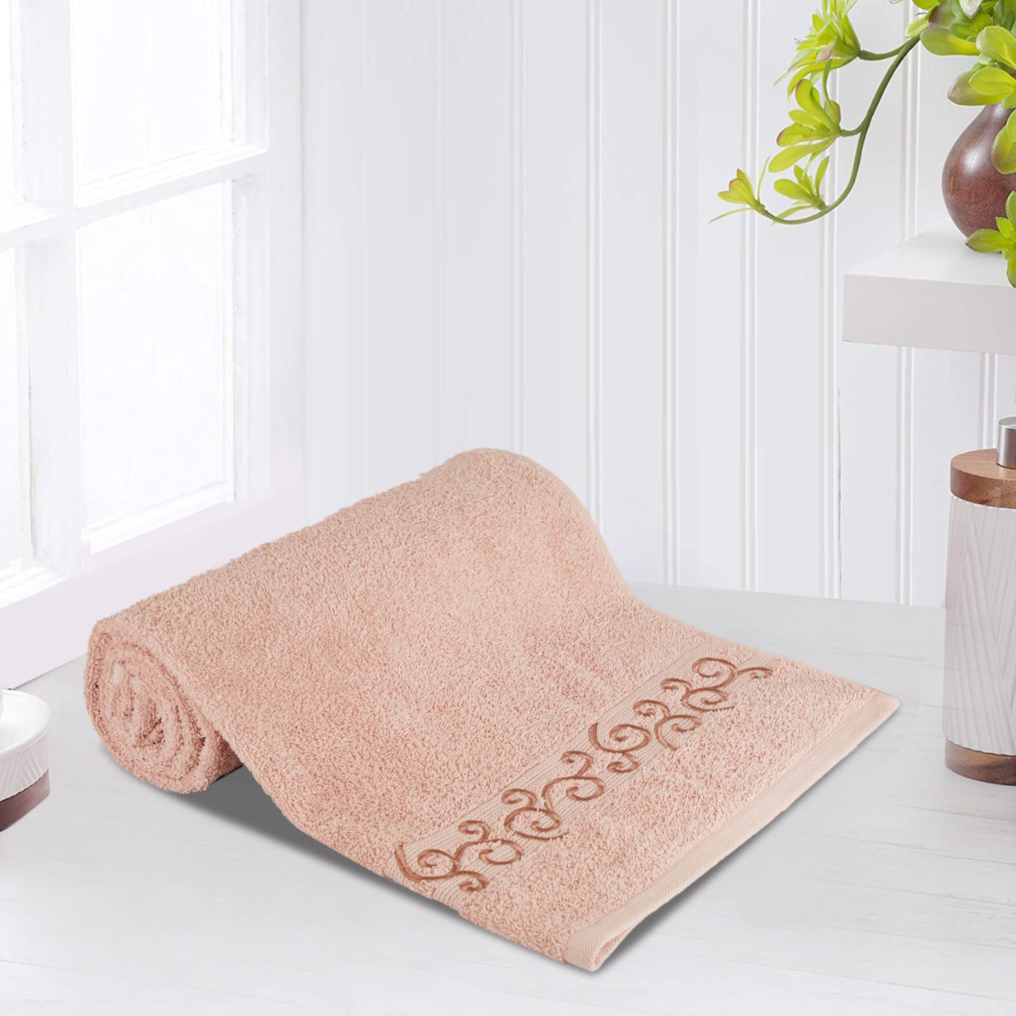 Lush and Beyond, 500 GSM Bath Towel Pack of 1- | 100% Cotton |Ultra Soft, Absorbent & Quick Dry Towel for Gym, Pool, Travel, Spa and Yoga, Size 55x26 Inches(Peach)