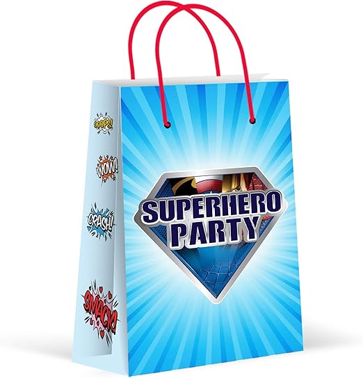 Celebrate With an Impression Premium Superhero Party Bags, New, Treat Bags, Gift Bags,Goody Bags, Superhero Party Favors, Superhero Party Supplies, Decorations, 12 Pack