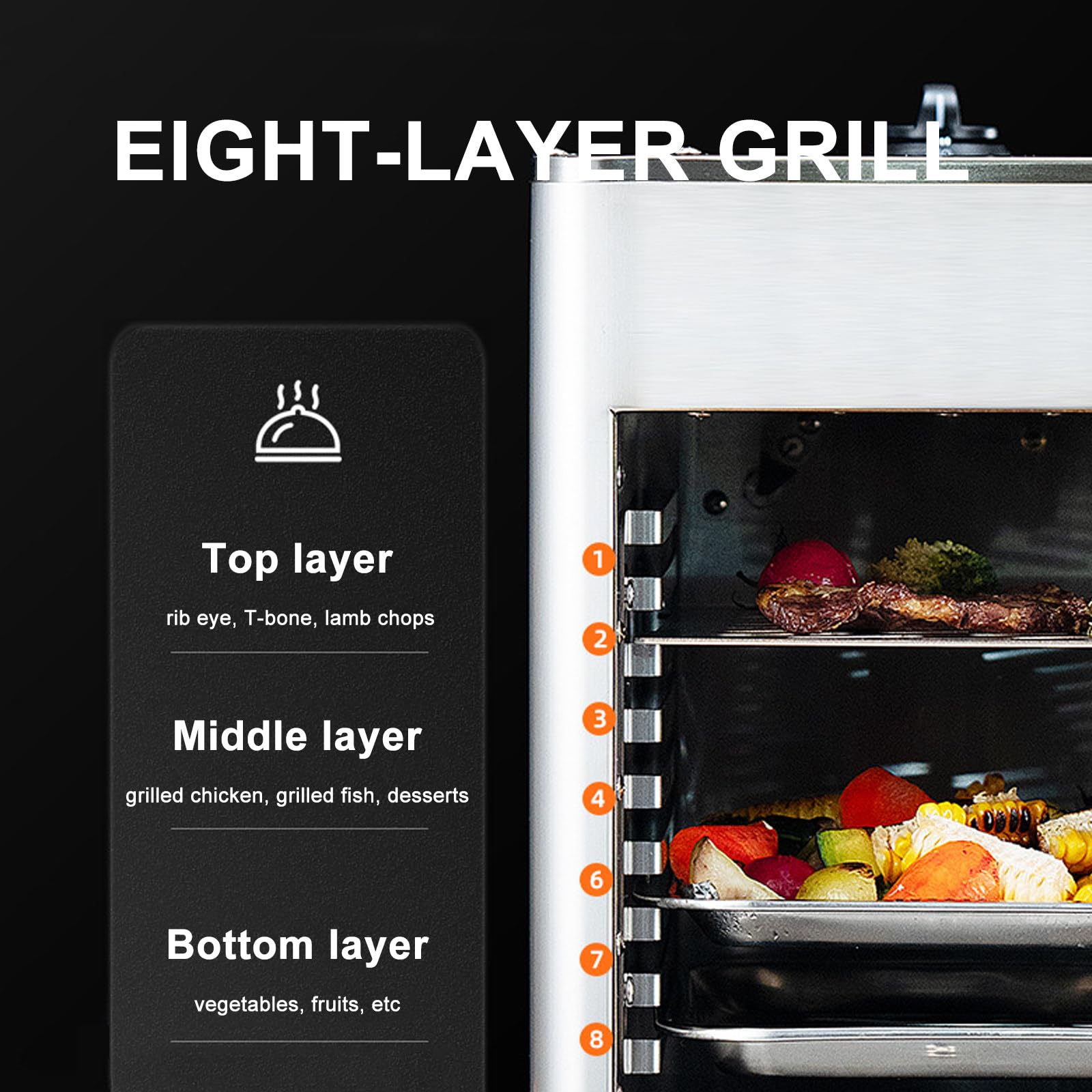 Horno de Gas Comercial para Interiores, asador de Acero Inoxidable de Temperatura Constante de 800 °C, Temperatura Ajustable para Carne, Pollo, Pizza y Verduras, NPJ002G